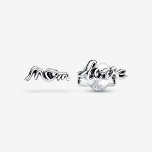 Pandora Love Mom Stud Earrings Argento | 31BWONGPH