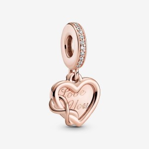 Pandora Love You Infinity Heart Dangle Charm Rosa Oro | 46HSMVDIJ