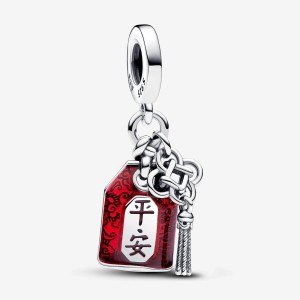 Pandora Lucky Amulet Double Dangle Charm Argento | 98NMREUYP