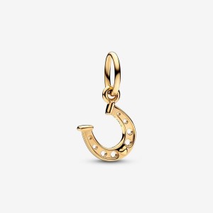 Pandora Lucky Horseshoe Dangle Charm Oro | 32IQSJBKY
