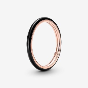 Pandora ME Black Enamel Ring Rosa Oro | 74CSNRETI