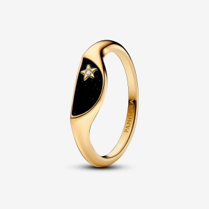 Pandora ME Halved Enamel Signet Ring Oro | 80CBSXMZJ