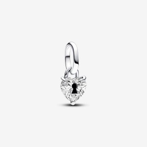 Pandora ME Keyhole Heart Mini Dangle Charm Argento | 09VHREWOZ