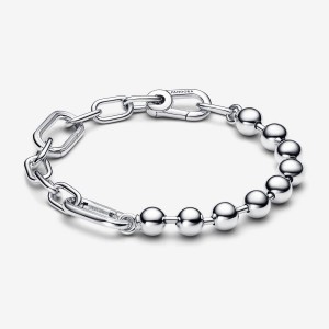 Pandora ME Metal Bead & Link Chain Bracelet Argento | 50IXFNAYE
