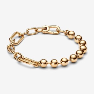 Pandora ME Metal Bead & Link Chain Bracelet Oro | 62QFPNWRY