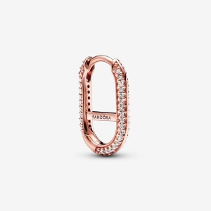 Pandora ME Pave Link Earring Rosa Oro | 29RYEPAUH