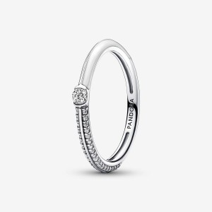 Pandora ME Pave & White Dual Ring Argento | 51IVUSMFT