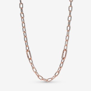 Pandora ME Small-Link Chain Necklace Rosa Oro | 08MOUWYJK