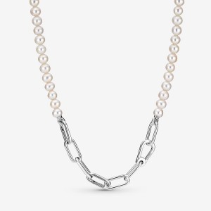 Pandora ME Treated Freshwater Cultured Pearl Necklace Argento | 90BVRHQDJ