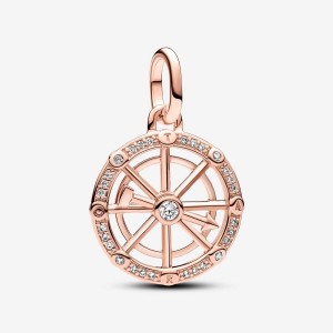 Pandora ME Wheel of Fortune Medallion Charm Rosa Oro | 78QDCMTXY