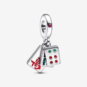 Pandora Mahjong Triple Dangle Charm Argento | 59UZTOFDG