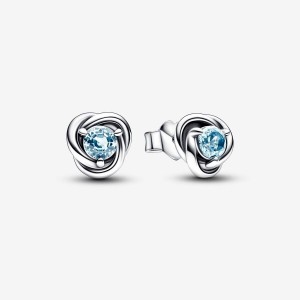 Pandora March Sea Aqua Blue Eternity Circle Stud Earrings Argento | 35ILYRJSX