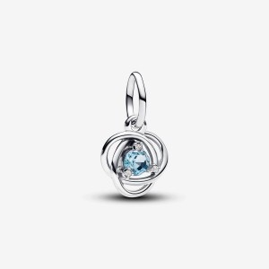 Pandora March Sea Aqua Blue Eternity Circle Dangle Charm Argento | 85CXVYAWD