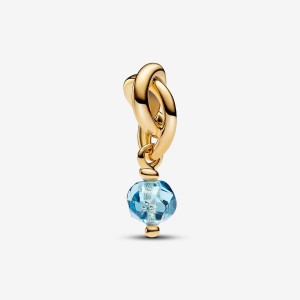 Pandora March Sea Aqua Blue Eternity Circle Dangle Charm Oro | 65DFLSGUK