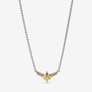 Pandora Marvel Captain Marvel Octogram Star Two tone Pendant Necklace Colorate | 08KGTODJC