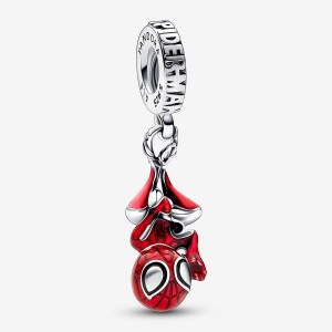 Pandora Marvel Hanging Spider-Man Dangle Charm Argento | 17XERCBAV