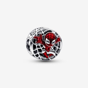 Pandora Marvel Spider-Man Soaring City Charm Argento | 23ECUVRKT