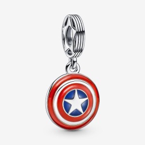 Pandora Marvel The Avengers Captain America Shield Dangle Charm Argento | 08YZUXOKR
