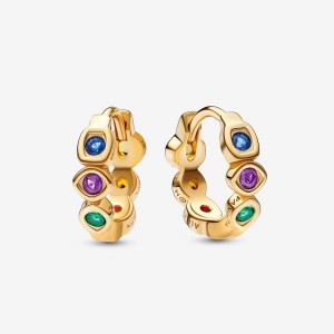 Pandora Marvel The Avengers Infinity Stones Hoop Earrings Oro | 16OMQJZDU