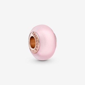 Pandora Matte Pink Murano Glass Charm Rosa Oro | 76YKRSAJV