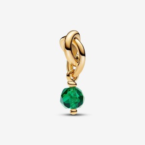 Pandora May Royal Green Eternity Circle Dangle Charm Oro | 90QLGMPVA
