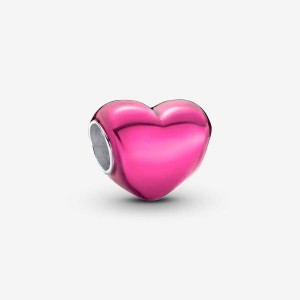 Pandora Metallic Pink Heart Charm Argento | 92MHFJIPC