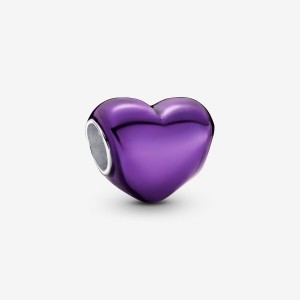 Pandora Metallic Purple Heart Charm Argento | 98YLWHOEB