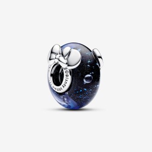 Pandora Mickey Mouse Blue Murano Glass Charm Argento | 63JXWNCSL
