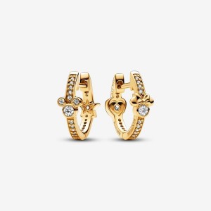 Pandora Mickey Mouse Sparkling Hoop Earrings Oro | 09HCADMYQ