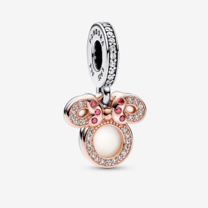Pandora Minnie Mouse Silhouette 'Mom' Double Dangle Charm Colorate | 47TECXPHW