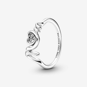 Pandora Mom Pave Heart Ring Argento | 19WXSGHOD