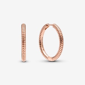 Pandora Moments Charm Hoop Earrings Rosa Oro | 54FDARZCO