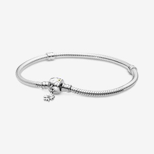 Pandora Moments Daisy Flower Clasp Snake Chain Bracelet Argento | 10HXDURCQ