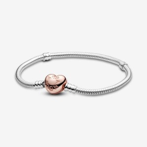 Pandora Moments Heart Clasp Snake Chain Bracelet Colorate | 31NALIXQU