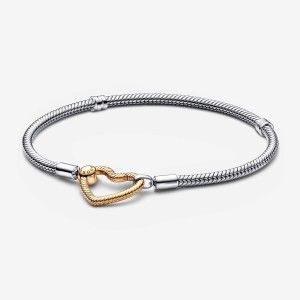Pandora Moments Heart Closure Snake Chain Bracelet Colorate | 14VQZHPNS