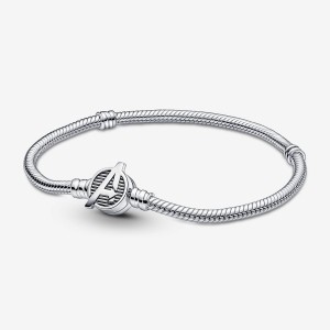 Pandora Moments Marvel The Avengers Logo Clasp Snake Chain Bracelet Argento | 34SGOEXVF