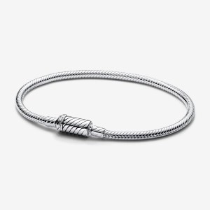Pandora Moments Sliding Magnetic Clasp Snake Chain Bracelet Argento | 26WMCFBEP