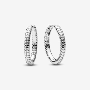 Pandora Moments Small Charm Hoop Earrings Argento | 69HSTBQUJ