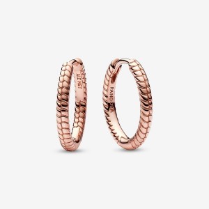 Pandora Moments Small Charm Hoop Earrings Rosa Oro | 81XUQFKOA