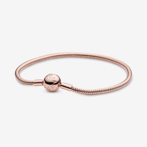 Pandora Moments Snake Chain Bracelet Rosa Oro | 60GOZERIU