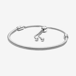 Pandora Moments Snake Chain Slider Bracelet Argento | 96UZKYIOQ