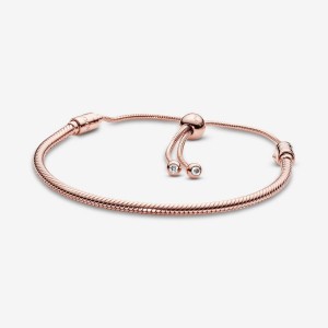 Pandora Moments Snake Chain Slider Bracelet Rosa Oro | 92KBPGTYA