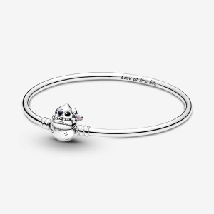 Pandora Moments Stitch Biting Clasp Bangle Argento | 06CAPZRJG