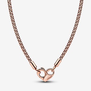 Pandora Moments Studded Chain Necklace Rosa Oro | 80KUHNTER