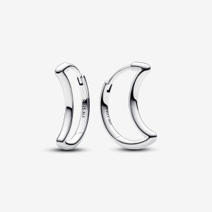 Pandora Moon Hoop Earrings Argento | 35NOZHLIQ