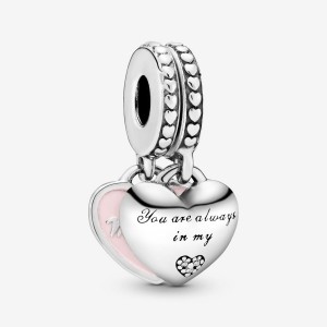 Pandora Mother & Daughter Hearts Dangle Charm Argento | 36TEQGCDJ