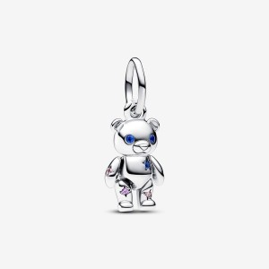 Pandora Movable Teddy Bear Dangle Charm Argento | 74QDKIMJH