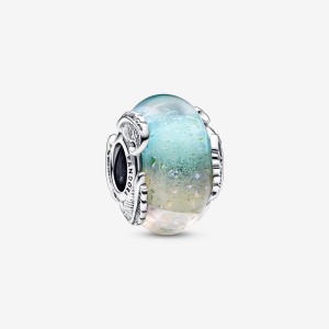Pandora Multicolour Murano Glass & Curved Feather Charm Argento | 80GJOTPRW