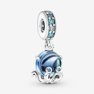 Pandora Murano Glass Cute Octopus Dangle Charm Argento | 78ORLSIZN