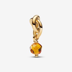 Pandora November Honey Eternity Circle Dangle Charm Oro | 69JVKXEOP